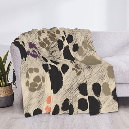 Dog Paws Print 2 Prints Throw Blanket (320g Flannel) Anti-Pilling Warm Fuzzy Blankets for Bed Sofa Couch Travel 40x30 Inch - color: Dog Paws Print 2, size: 40x30 Inch