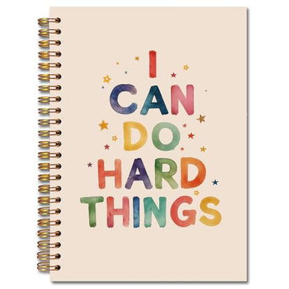 JINYO I Can Do Hard Things Inspirational Notebook, Motivational Positive Notebooks for Note Taking, Affirmations Journals for Writing, Colorful Aesthetic Spiral Notebook 5.5x8.3 Inch - color: white I Can Do Notebook