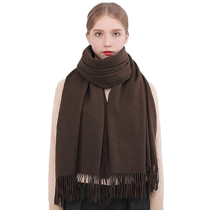 RIIQIICHY Winter Scarfs for Women Pashmina Shawls Wraps for Evening Dresses Large Warm Soft Scarves - color: Coffee