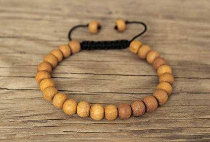 Sandalwood Bracelet for Women Men Buddhist Prayer Strand Chandan Bracelet Handmade Stretchable Elastic Sandalwood Beaded Wristbands for Yoga Meditation - style: 8mm Beads - Adjustable
