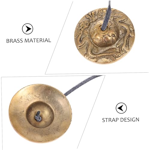 FRCOLOR Brass Cymbal Bell Tibetan Buddhism Percussion Instrument Small Handheld Yoga Meditation Bell for Relaxation and Spiritual Practice
