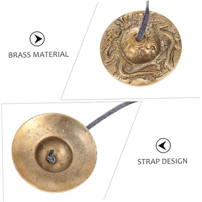 FRCOLOR Brass Cymbal Bell Tibetan Buddhism Percussion Instrument Small Handheld Yoga Meditation Bell for Relaxation and Spiritual Practice