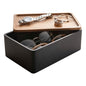 YAMAZAKI Home Rin Accessory Box With Wooden Lid For Jewelry, Watches, Or Sunglasses - Polystone - color: Walnut