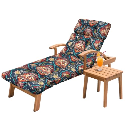 Outdoor Chaise Lounge Chair Cushion 75.1 x 23.6 x 4.7in, Waterproof Replacement Cotton Patio Thickened Pool Lounge Chair Cushion with Ties for Patio Outdoor Furniture,Bohemian - color: Bohemian