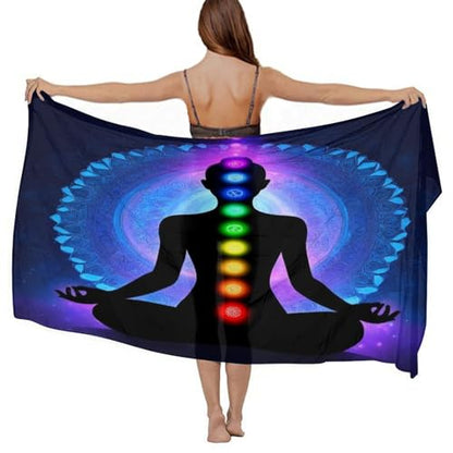 Fashion Travel Swimwear Bikini Wrap All Seasons Chiffon Scarf Beach Yarn Shawl - color: Color972
