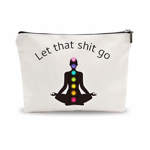 Funny Makeup Bag Gift, Let That Shit Go, Yoga Toiletry Bag For Women, Meditation Birthday Gift, Motivational Travel Bag, Women Accessories - (A009)