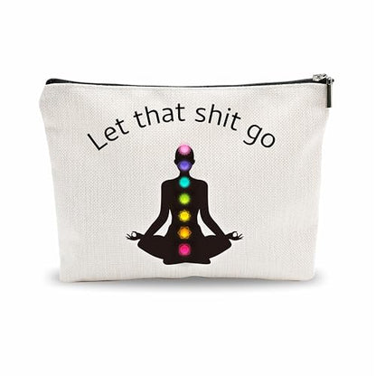 Funny Makeup Bag Gift, Let That Shit Go, Yoga Toiletry Bag For Women, Meditation Birthday Gift, Motivational Travel Bag, Women Accessories - (A009)