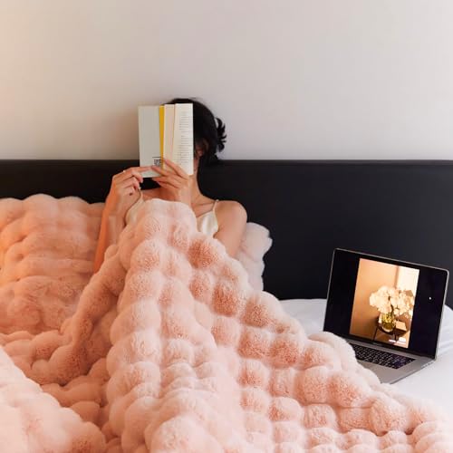 Large Fluffy Bed Blankets Throws Cozy Shaggy Faux Fur Blanket Soft Plush Thick Throw Blanket for Bed, Couch, Sofa, Office, Camping 60''x80'' Pink - color: D-pink, size: 60''x80''