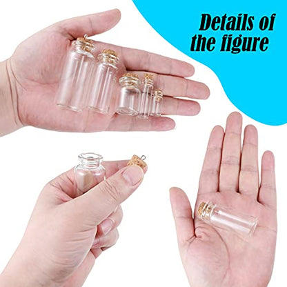 Geiserailie 45 Pcs Mini Glass Bottles with Cork Stoppers Spell Jar Mini Glass Vials Potion Bottles Clear Wishing Jars with 50 Eye Screws 3 Funnels for Party Favors DIY Art Crafts Decoration(Medium) - size: Medium