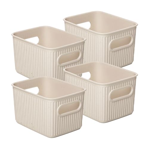Superio Eco-Friendly Decorative Plastic Basket Open Home Storage Bins Organizer Baskets, Small (4 Pack) Container Boxes for Organizing Closet Storage Bins for Shelves Drawer Shelf 1.5 Liter - color: Eco-Friendly, size: 1.5 Liter (4 Pack)
