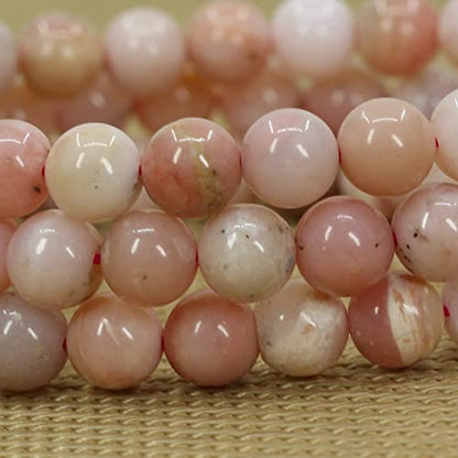 Angelstones Handmade Natural Healing Gemstone 8mm Round Beads Stretch Crystal Bracelet 7 Inch Unisex - color: Pink Opal