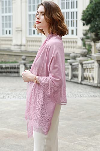 RIIQIICHY Shawls and Wraps for Evening Dresses Scarfs for Women Pashmina Wedding Formal Shawl - color: Pink-3