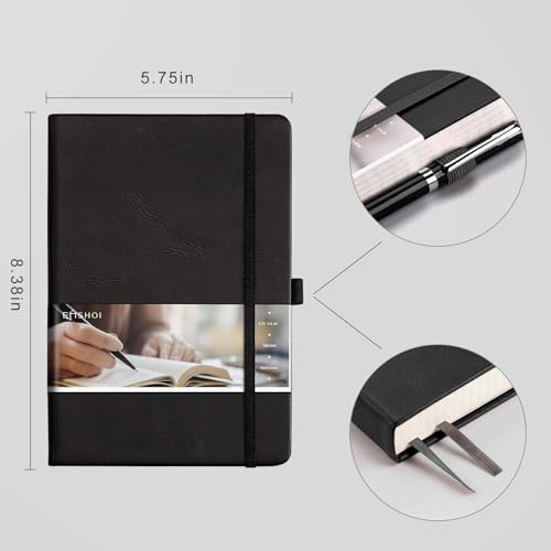 EMSHOI Graph Paper Notebook - 256 Pages A5 Graph Notebook/Journal, Hard Cover, 120gsm Thick Paper, Smooth PU Leather, Inner Pocket, 5.75'' × 8.38''-Black - color: Black, size: A5-Graph