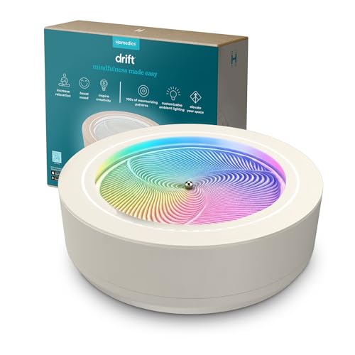 Homedics Drift 11” Sandscape – Version 2.0 with Updated Connected Experience, Smart Wi-Fi Zen Table Décor, LED Ambient Light, Modern Sand Art for Relaxation & Mindfulness, Home & Office Calm Décor - color: Cream, size: 11 Inch (Small)