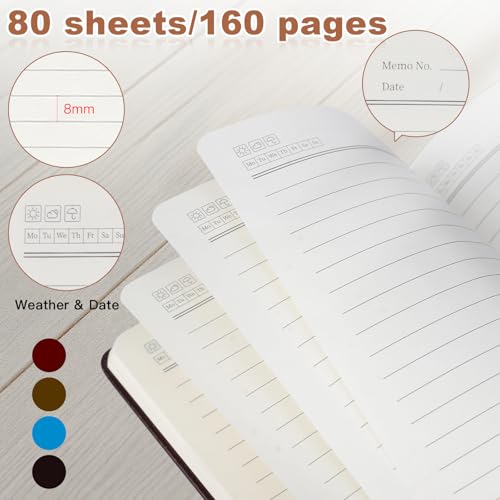 Journal for Women Men, Lined Journaling Notebooks A5 5.7X 8.3 in, Hardcover Leather Journal Diary 160 Pages, Journals for Writing, Travel, Business, Home & School (Black) - color: Black