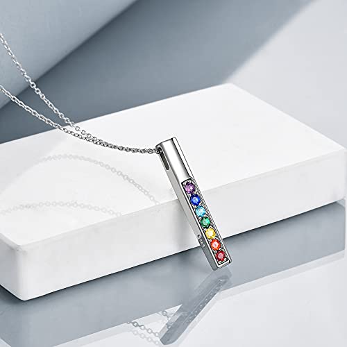 POPLYKE Chakra Necklace for Women 925 Sterling Silver Bar/Inifinity/Cross Necklace Mother Day Jewelry Gift for Women - style: Bar necklace