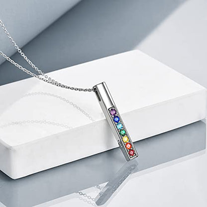 POPLYKE Chakra Necklace for Women 925 Sterling Silver Bar/Inifinity/Cross Necklace Mother Day Jewelry Gift for Women - style: Bar necklace
