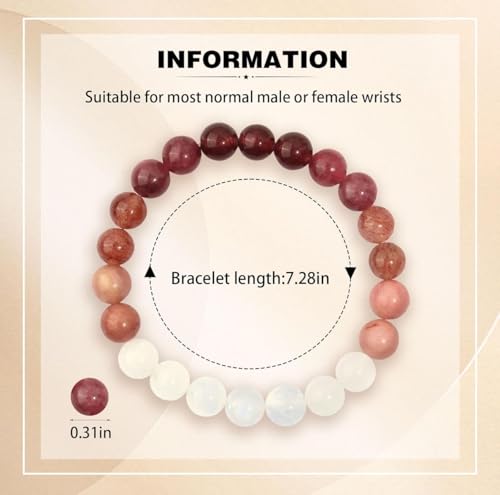Love Energy Crystal Bracelet for Women Garnet, Quartz, Rose Quartz, Rhodonite, Moonstone for Mothers Days Gift, Birthday, Christmas Healing Gemstone Bracelet