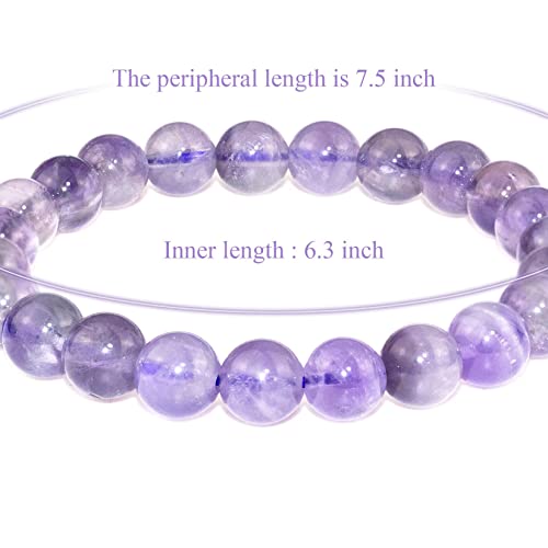 8mm Natural Gemstone Stretch Bracelet, Handmade Unisex Crystal Bracelets for Meditation, Yoga, Spiritual Healing & Positive Energy - color: lavender quartz