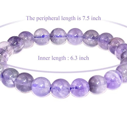 8mm Natural Gemstone Stretch Bracelet, Handmade Unisex Crystal Bracelets for Meditation, Yoga, Spiritual Healing & Positive Energy - color: lavender quartz