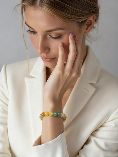 Beaded Bracelets for Women,Stretch Healing Crystal Bracelet Natural Stone Gemstone Jewelry Gifts - color: Style P-Multicolor B