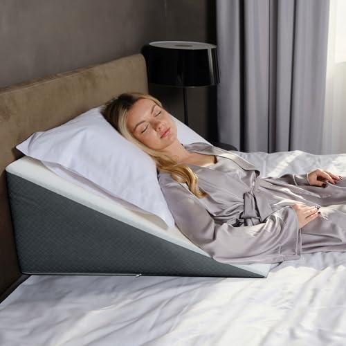 Kolbs Bed Wedge Pillow for Sleep Apnea, FSA Eligible Acid Reflux, and Back Pain Relief, with Chic Jacquard Cover - Headboard Wedges for Sleeping (Standard Wedge 12" Height) - size: Standard Wedge 12" Height