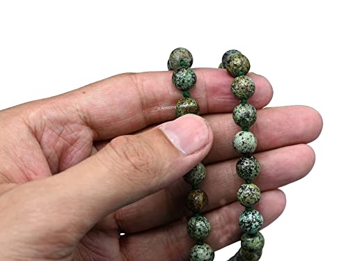 Amazing Gemstone Japa Mala 108 Prayer Beads Necklace and Wrist Mala Bracelet for Meditation - color: African Turquoise, size: Hand Knotted