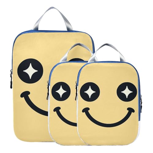 3 Set Packing Travel Organizer Polyester Folding Closet Organizer, Rainbow Happy Look (3 Set) - color: Rainbow Happy Look