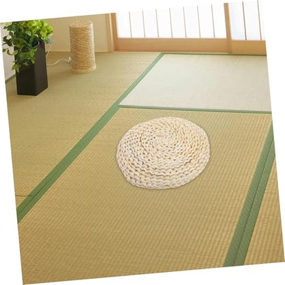 SOLUSTRE Yoga Mat Companion: 30x30cm Round Straw Braid Meditation Cushion Hand-Woven Seat Pad