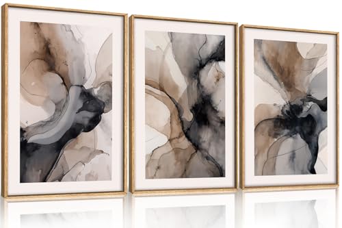 Celestdeco Large Abstract Neutral Framed Canvas Wall Art,Watercolor Black Ink Wall Decor,Modern Beige Brown Prints,Minimalist Line Artwork for Living Room,Bedroom,Dining Room,Office-16 x24 x3 - color: Abstract Marble Wall Art, size: 16"L x 24"W