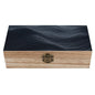Deep Black Waves Wooden Storage Box with Hinged Lid And Front Clasp Decorative Storage Keepsake Boxes Wooden Gift Jewelry Organizer Boxes Office Desk Organizer