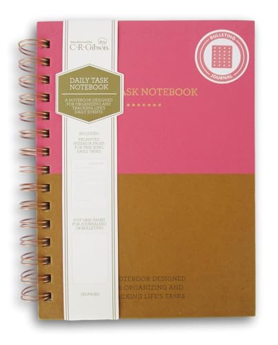 Spiral Bulleted Journal - Pink Daily Task Notebook - 192 Pages - 6 x 8.25 Inch
