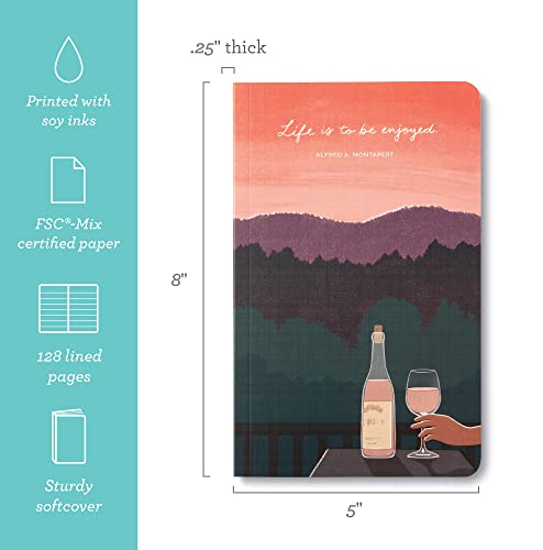 Compendium Softcover Journal - Life is to be enjoyed. – A Write Now Journal with 128 Lined Pages, 5″W x 8″H - color: Enjoy Pink