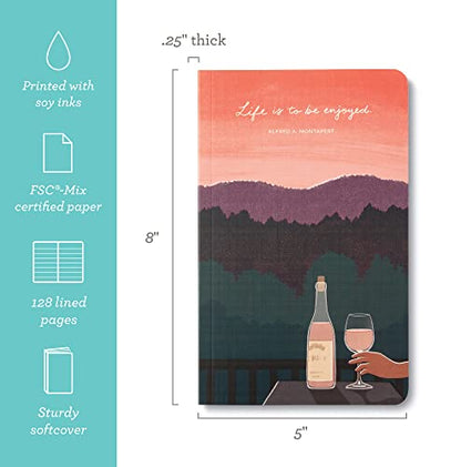 Compendium Softcover Journal - Life is to be enjoyed. – A Write Now Journal with 128 Lined Pages, 5″W x 8″H - color: Enjoy Pink