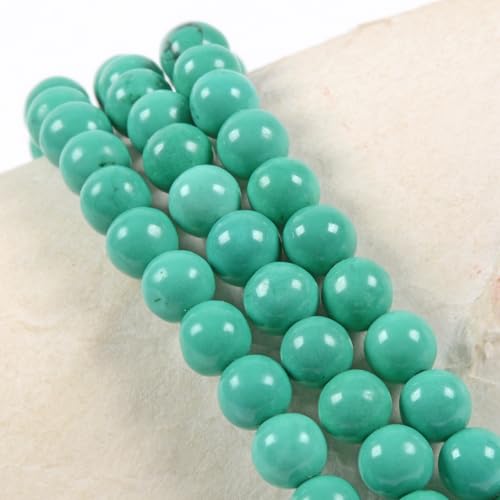 Justinstones Gem Semi Precious Gemstone 3pcs 4mm Round Beads Stretch Bracelet 6.5 Inch Unisex - color: Dyed Green Howlite Turquoise