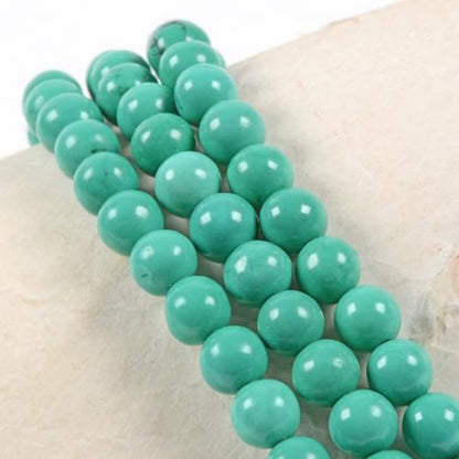 Justinstones Gem Semi Precious Gemstone 3pcs 4mm Round Beads Stretch Bracelet 6.5 Inch Unisex - color: Dyed Green Howlite Turquoise