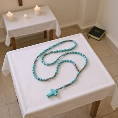 LIYAPEI Triple Protection Necklace with Tiger Eye, Obsidian, and Hematite - Stylish Men's Cross Necklace and Women's Y-Shaped Sweater Chain An Anxiety Relief Beaded Necklace. - color: green