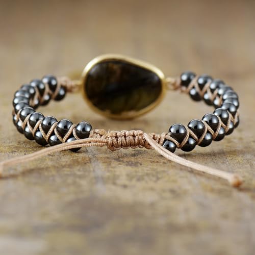 Women Boho Wrap Bracelet,Handmade Natural Stone Crystal Emperor Beads Heart Bracelet, Fashion Bohemian Jewelry Gift for Women