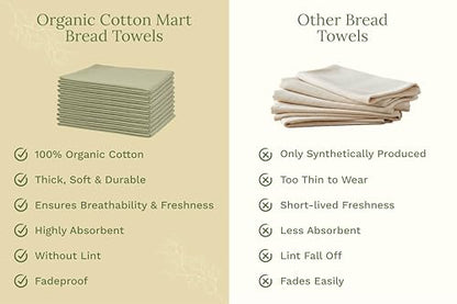 Organic Cotton Sage Flour Sack Kitchen Towels - 10 Pack, 27"x27", Highly Absorbent, Lint-Free Flour Sack Tea Towels for Baking, Kitchen and Dish Drying - 100% Cotton Sage Dish Rags (10 Pack) - color: Sage
