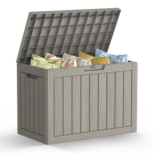 Mars Villa 45 Gallon Outdoor Storage Box, Resin Deck Box Waterproof, Storage Chest for Outside Patio Furniture Cushion, Pool Supply, Garden Tool, UV Resistant and Weatherproof, Greige - color: Greige, size: 45 Gallon