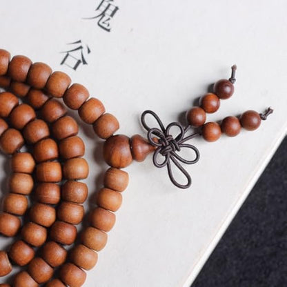 Zen Dear Unisex Teak Wood Prayer Beads Buddha Buddhist Beads Japa Mala Necklace Bracelet Bead - style: 6mm x 8mm x 108 beads