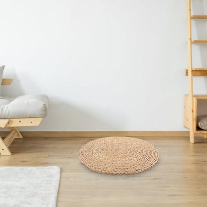 Woven Meditation Floor Cushion Seat Pad, 40x40cm Deep Grass Zabuton Mat for Yoga, Tatami, Zen Sitting, Handmade Floor Pillow for Bedroom and Meditation Practice
