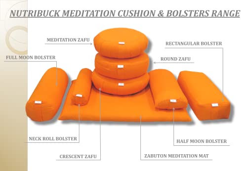 NutriBuck® Buckwheat ZAFU Meditation Cushion Filled with Buckwheat Hulls (Orange)