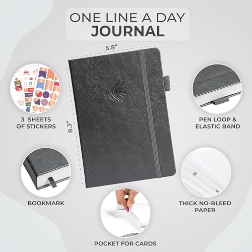 Clever Fox One Line A Day Journal – 5-Year Memory Notebook – Daily Time Capsule Diary for Women & Men –Five-Year Day-by-Day Planner (Silver Black) - color: Silver Black