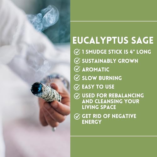 Ancient VEDA Healer's Kit: Complete Sage Smudge Kit Bundle w/Abalone Shell, Palo Santo, Sweetgrass, Turkey Feather & Guidebook – Spiritual and Energy Cleansing, Ritual Supplies, Smudging Essentials - color: Eucalyptus Sage, size: Healer's Kit