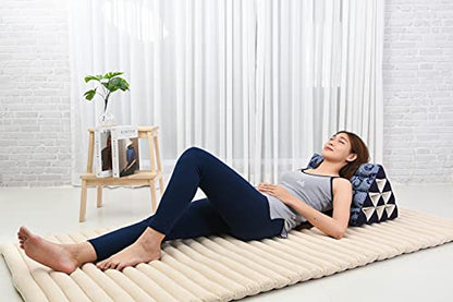 Leewadee Thai Triangle Cushion – Comfortable Backrest for TV or Reading, Wedge Pillow - Eco-Friendly Natural Kapok Filling, 20 x 13 x 13 inches, Blue White - color: Cbt1 - Blue