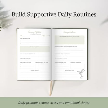 5 Minute Guided Journal | Daily Morning & Evening Prompts for Mindfulness, Gratitude & Self-Care | Weekly Coloring Pages | Stress Relief, Intention Setting & Emotional Wellness Journal - color: Green