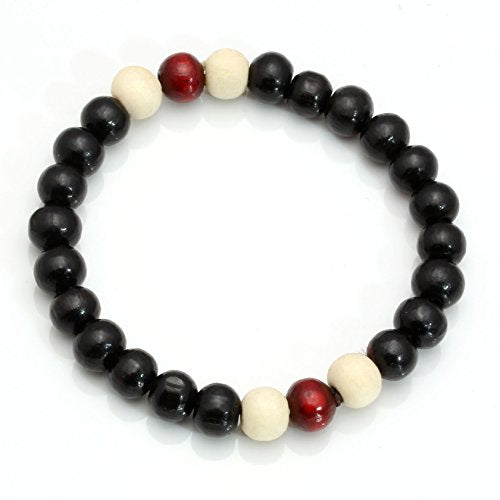 MILAKOO 4Pcs 8mm Wood Beaded Bracelet for Men Buddha Bracelet Elastic Rope