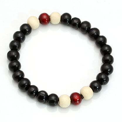 MILAKOO 4Pcs 8mm Wood Beaded Bracelet for Men Buddha Bracelet Elastic Rope