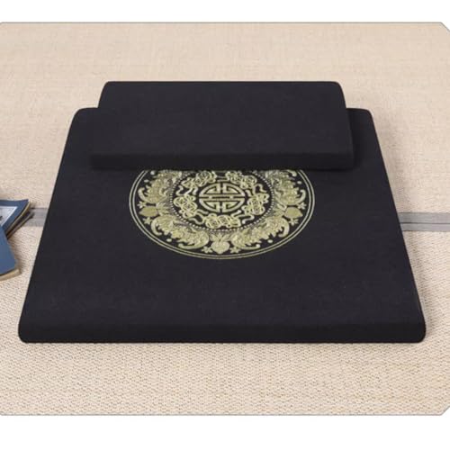 Square Meditation Cushion Mat Set with Washable Cotton Linen Cover, Larger Thick Yoga Mat Bolster Floor Pillows Seating for Adults Upgraded Meditation Accessories black-60 * 5cm - color: Black, size: 60*5cm